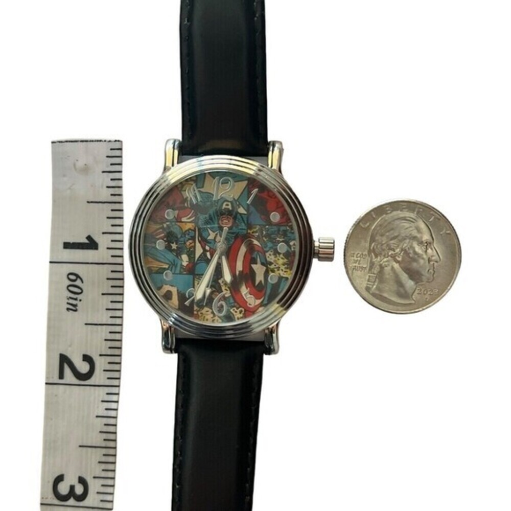 MARVEL COMICS Watch Captain America Retro Leather Band & New Battery 8.5 in - Picture 4 of 13